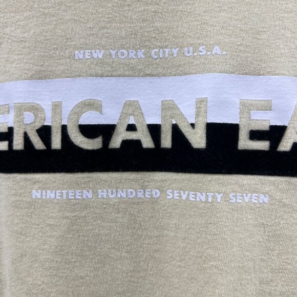 American Eagle Graphic Shirt Men XL Light Yellow Standard Fit N.Y. City USA 1977 - Picture 3 of 12